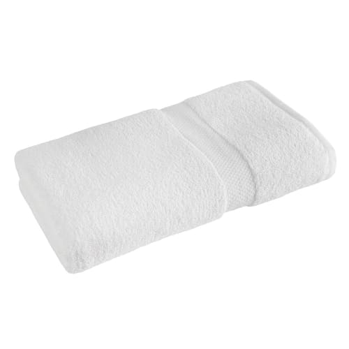 Whole Solutions Terry XXL Bath Towel, 100% Cotton, Dobby Border, 27x56, 18lbs, White